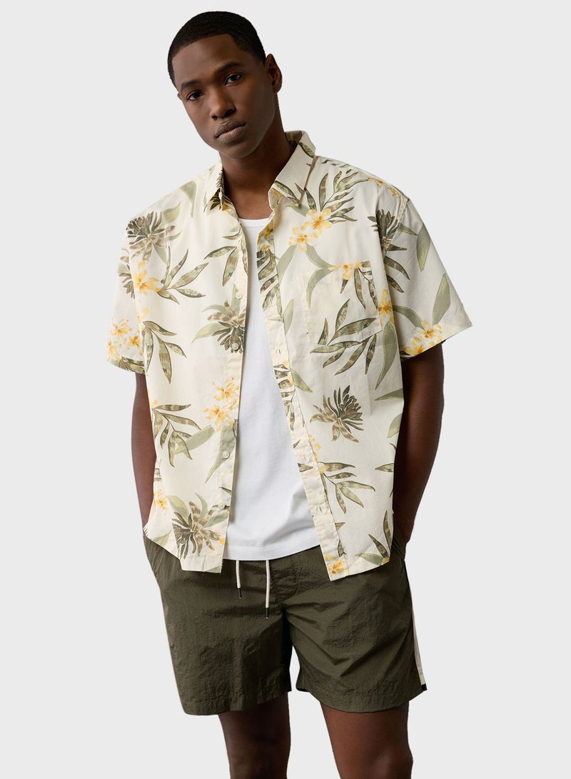 Tropical Print Regular Fit Poolside Shirt