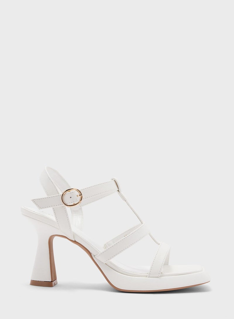 Flared Heel Platform Sandal