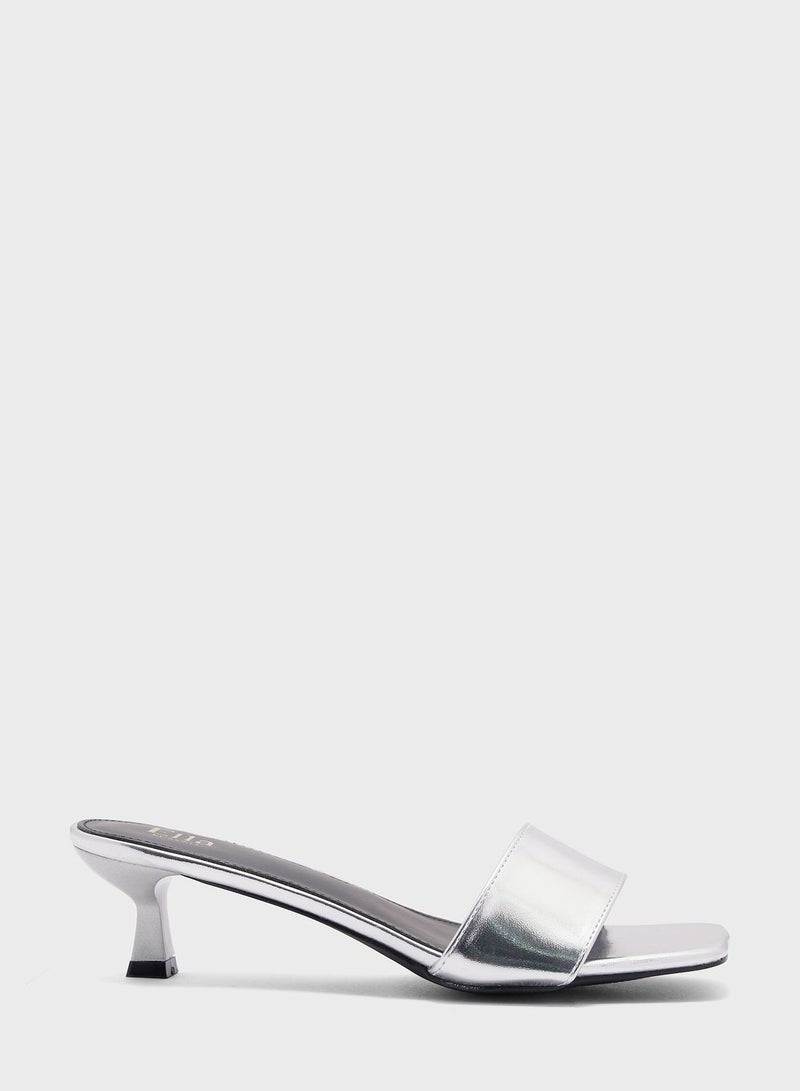 One Strap Low Heel Mule Sandal