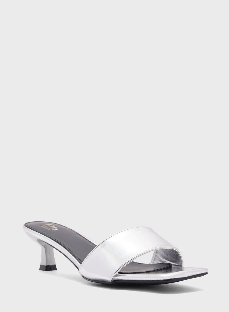 One Strap Low Heel Mule Sandal