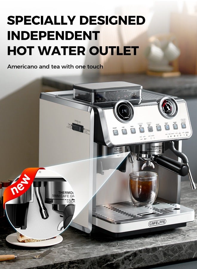 Barista Espresso Machine With Double Boilers And Double Pumps Household And Commercial Dual Use Espresso Coffee Maker With Grinder All-In-One 2.5L White