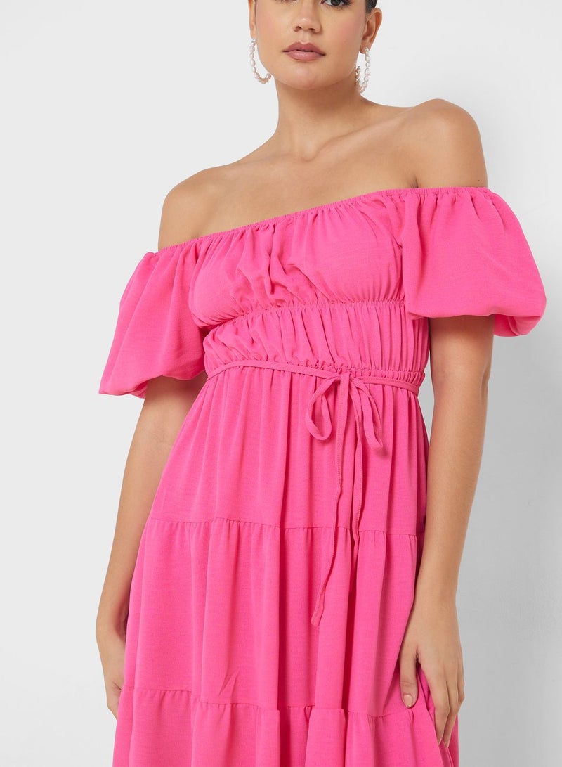 Off Shoulder Tiered Dress