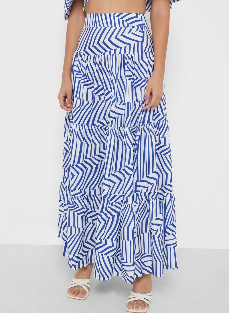 Off Shoulder Printed Top & Skirt Set