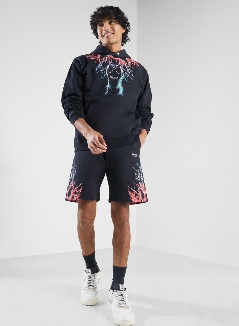 Lightning Printed Casual Shorts