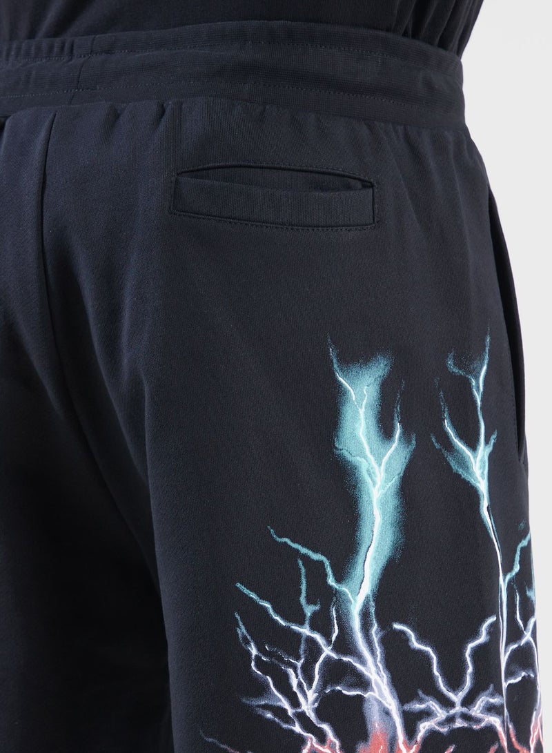 Lightning Printed Casual Shorts
