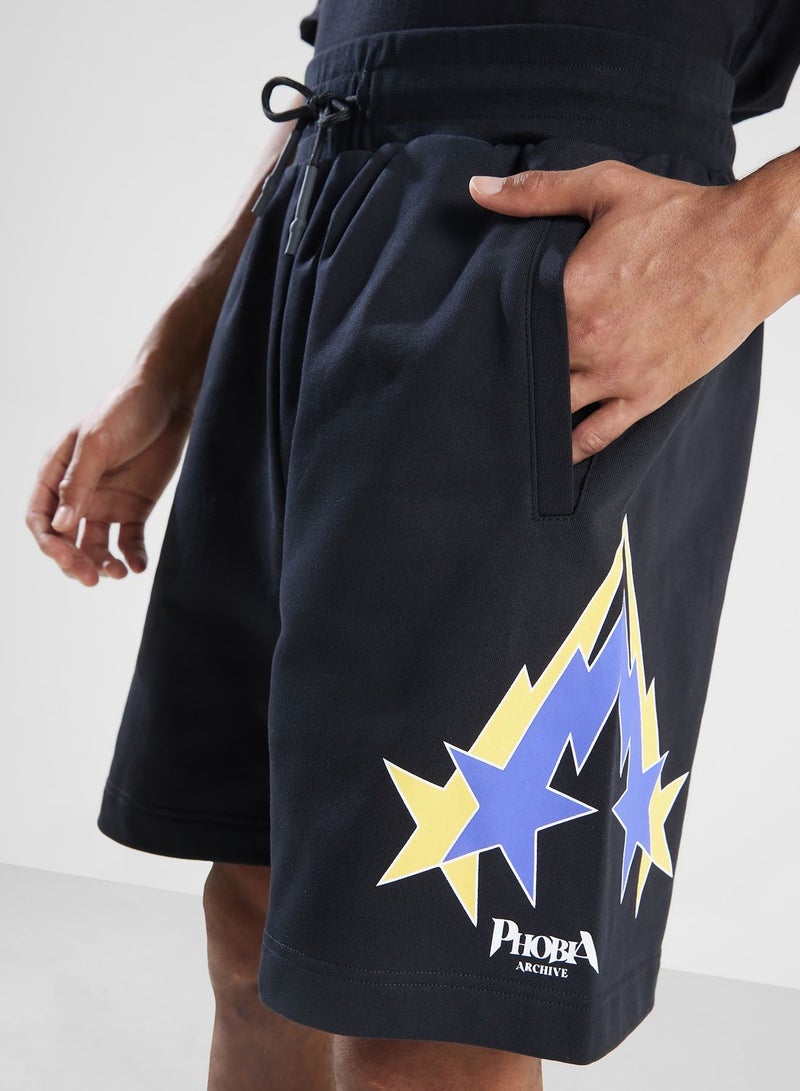 Starry Lightning Printed Casual Shorts