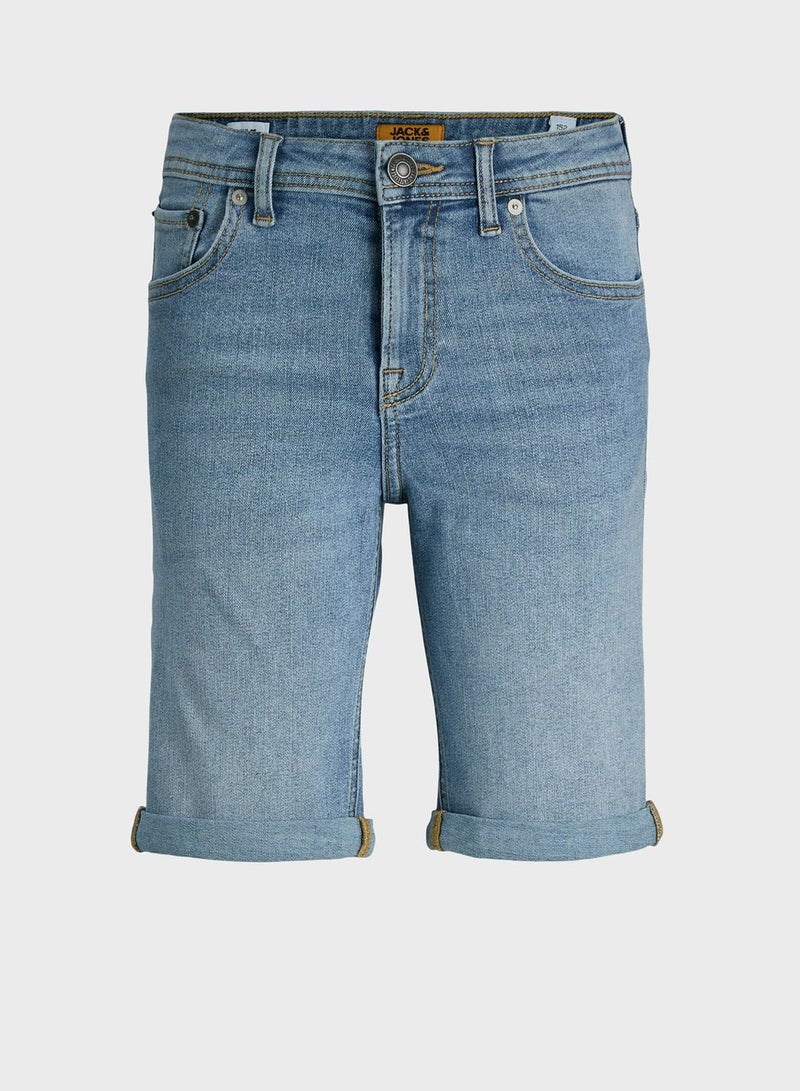 Youth Mid Wash Denim Shorts