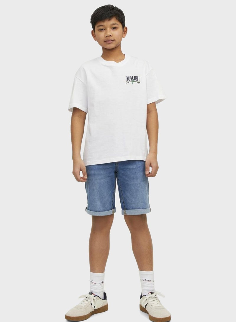 Youth Mid Wash Denim Shorts