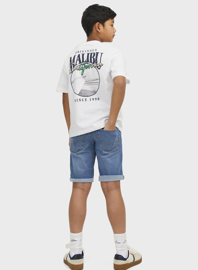 Youth Mid Wash Denim Shorts