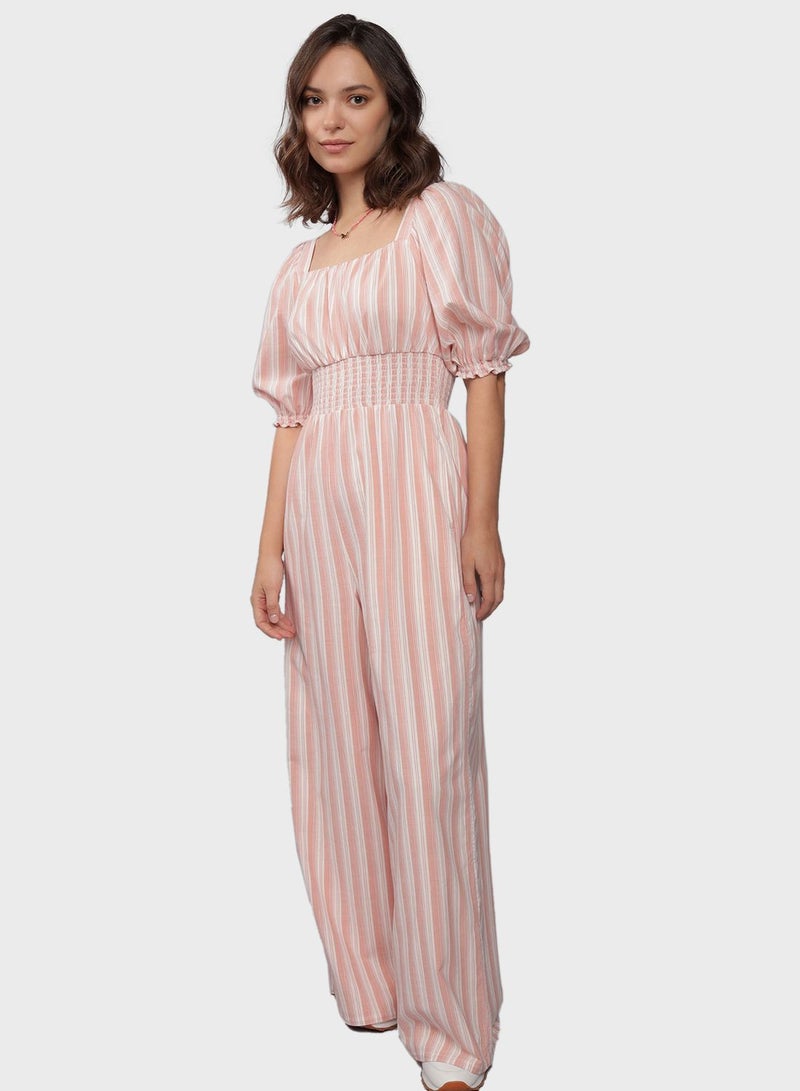 Puff Sleeve Wide Leg Jumpsuit