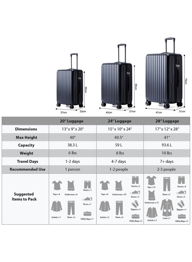 3pcs Luggage Set,ABS Luggage Set,Hardside Spinner Luggage,Hardside Luggage with Spinner Wheels,20