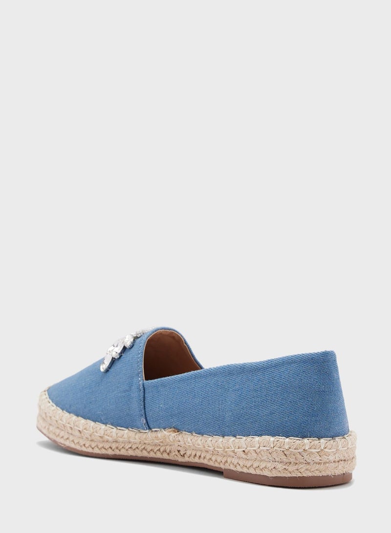 Denim Embellished Espadrille