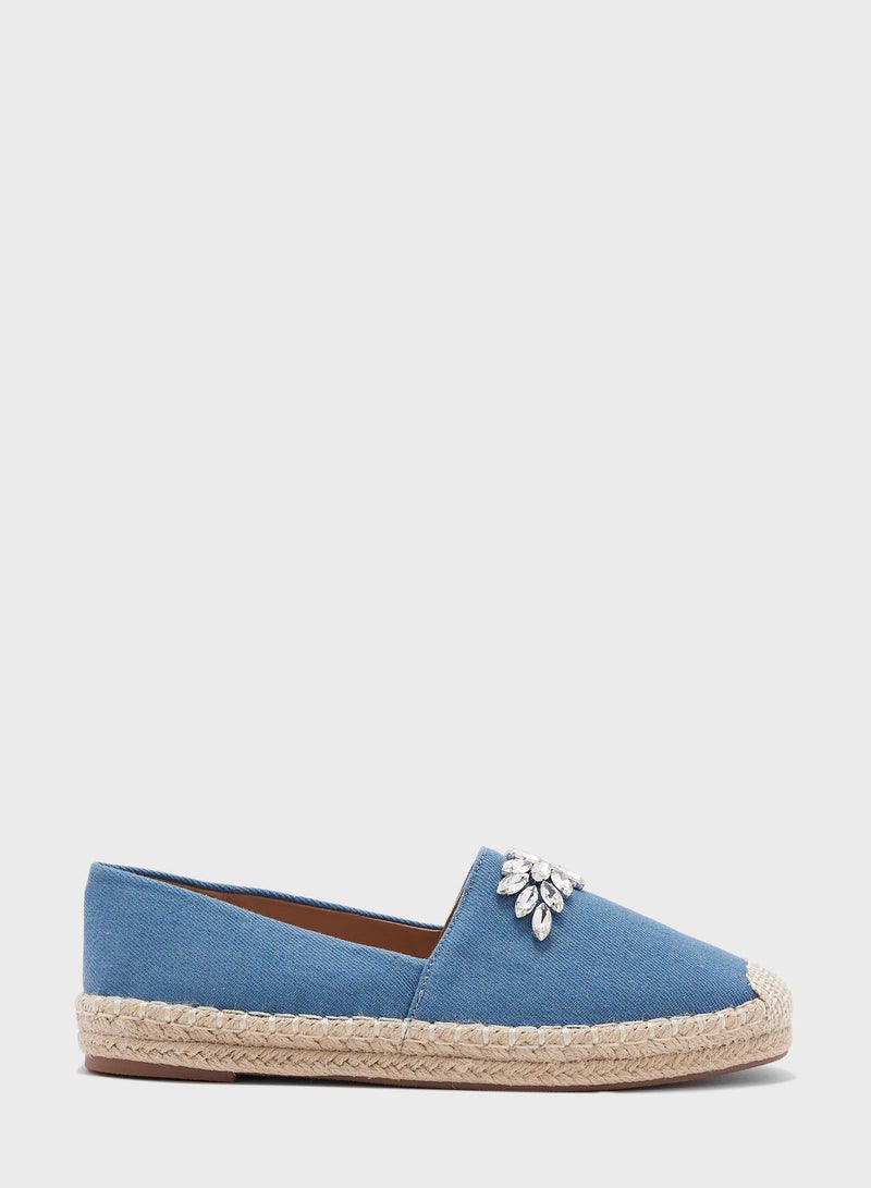 Denim Embellished Espadrille