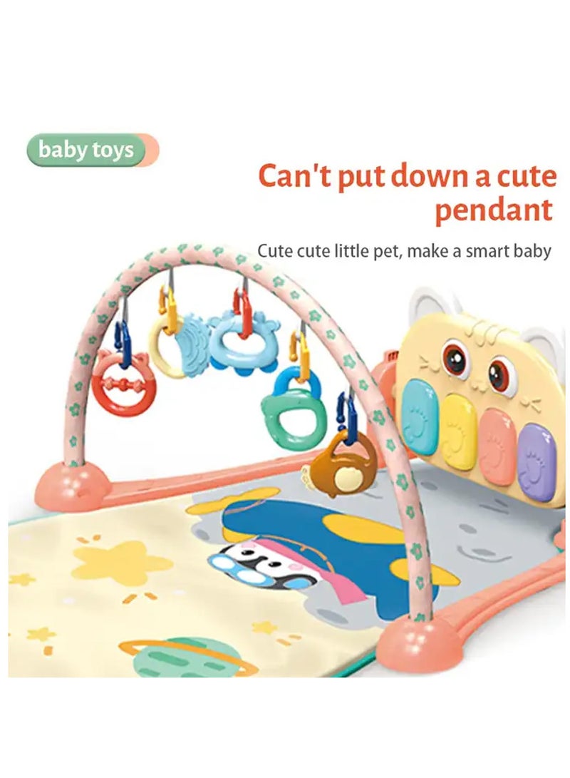 Baybee Owl Piano Baby Play Gym Mat for Babies, Activity Playgym for Baby with 5 Hanging Toys & Rotatable Piano | Baby Bedding Set Crawling mats for floor | Baby Play Gym Mat for Babies 0 to 12 Months