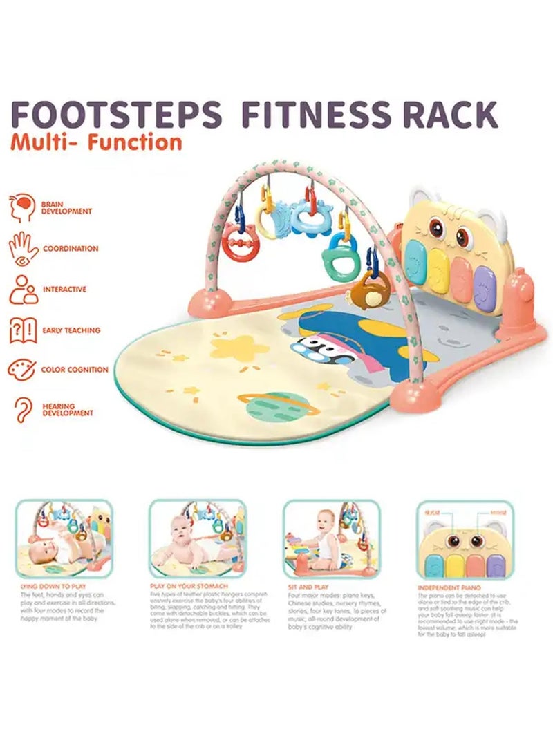 Baybee Owl Piano Baby Play Gym Mat for Babies, Activity Playgym for Baby with 5 Hanging Toys & Rotatable Piano | Baby Bedding Set Crawling mats for floor | Baby Play Gym Mat for Babies 0 to 12 Months