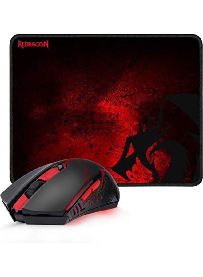 Redragon M601-WL-BA Wireless Gaming Mouse and Mouse Pad Combo With LED Backlit And Large Mouse Pad For Windows PC Gamer