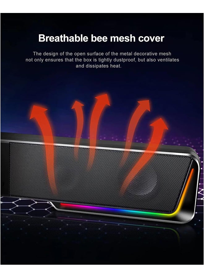Darknets GS570 BT Speaker, 4 Different Mode RGB Lights, 2 Channel Stereo Core, BT 5.0, 65db Sound, 150Hz-20kHz Freq, Classic Volume Button, 3.5mm AUX Jack & USB Port, Black | Darknets GS570