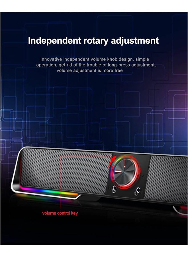Darknets GS570 BT Speaker, 4 Different Mode RGB Lights, 2 Channel Stereo Core, BT 5.0, 65db Sound, 150Hz-20kHz Freq, Classic Volume Button, 3.5mm AUX Jack & USB Port, Black | Darknets GS570