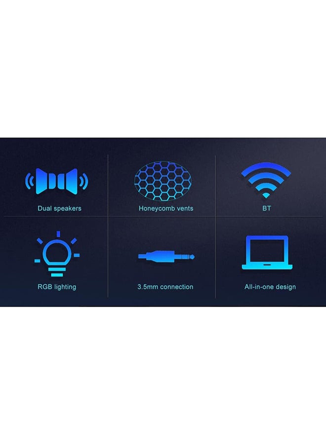 Darknets GS570 BT Speaker, 4 Different Mode RGB Lights, 2 Channel Stereo Core, BT 5.0, 65db Sound, 150Hz-20kHz Freq, Classic Volume Button, 3.5mm AUX Jack & USB Port, Black | Darknets GS570