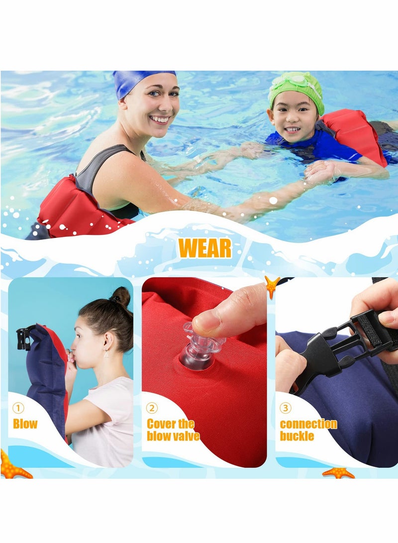 Inflatable Swim Belt Pool Flotation Belt Portable Waist Floatation Belt for Adults Adjustable Floating Belt Swimming Training Aid Waist Belt with Buckle and Rope for Swimming Beginner