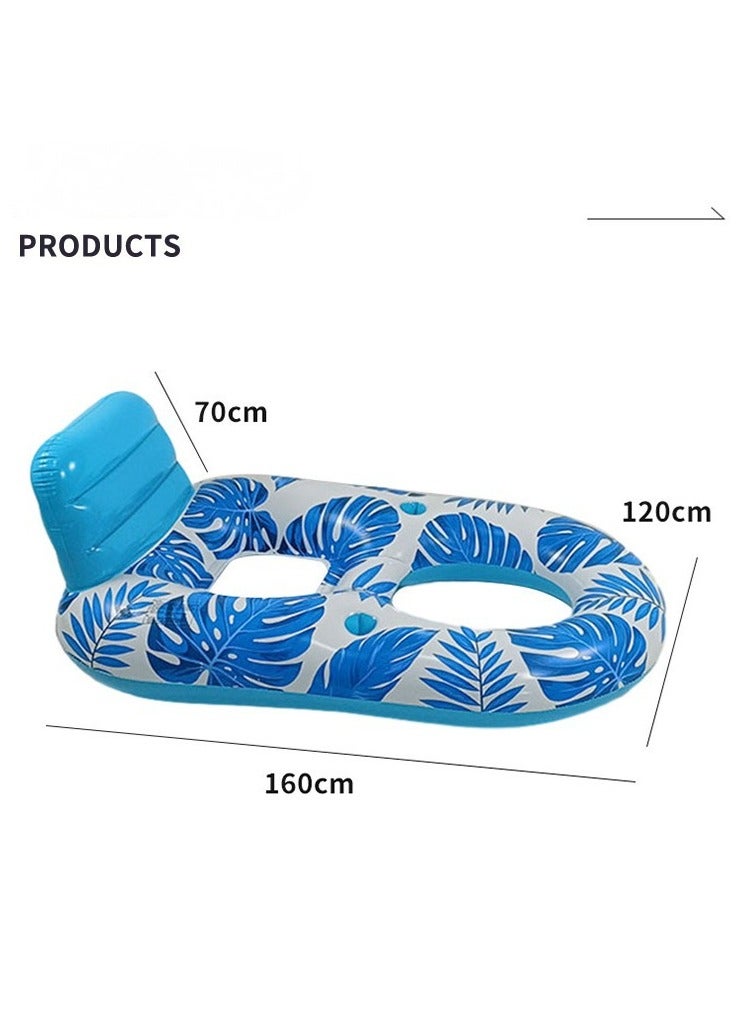 Inflatable Pool Floats Lounger Adult, Pool Float Lounge Raft Floaties Water Floating Recliner Chair with Cup Holders Foot Rest Swimming Pool Floaty