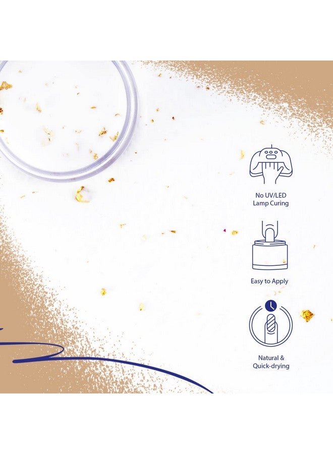 Prettydiva Dip Powder For Nails Milky White Dip Powder 24K Glow Dip Nail Powder 1Oz Milky White With Gold Foil Flakes Marble Dip Powder For Salon Manicure