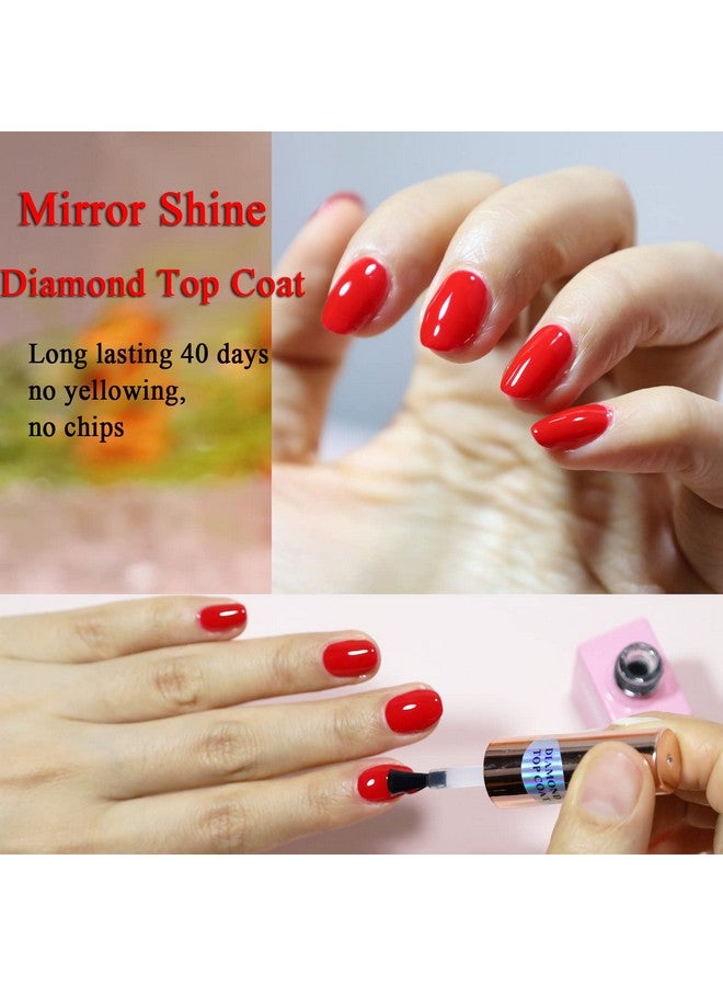 Clear Rubber Base Gel And Diamond Top Coat Set5 In 1 Builder Base Gel For Nails Ultra Shine No Wipe Top Coat Gel Nail Polish Kitlong Lasting Base Structure Strengthener Gel