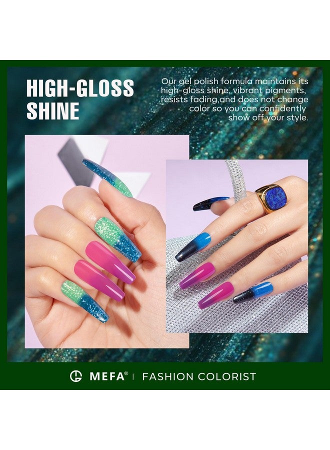 Color Changing Gel Nail Polish Kit 23 Pcs 20 Colors Glitter Ombre Pink Dark Blue Black Green Purple Temperature Mood Changed Nail Art Set With Gloss &Matte Top And Base Coat Manicure Salon Gifts