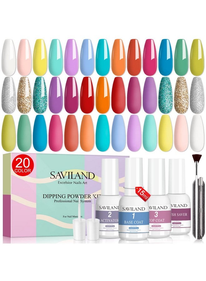 29Pcs Dip Powder Nail Kit Athome French Set 20 Spring Colors Nail Dip Powder Kit Dipping Powder With Base And Top Gel Activator Brush Saver For Nail Repair Nail Art For Salon Gift Women