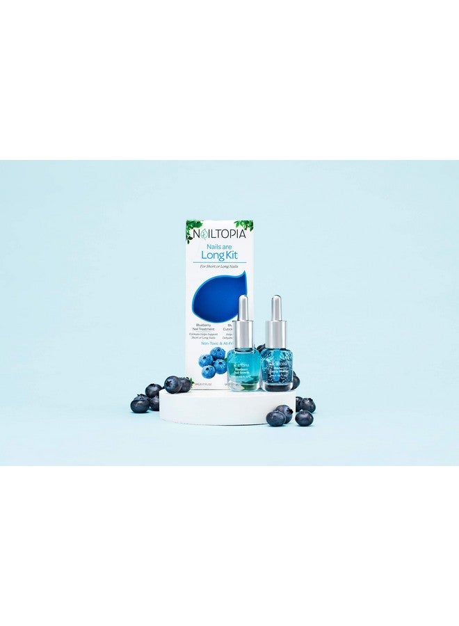 Nails Are Long Kit Supports Short/Long Nails & Dehydrated Cuticles Plantbased Non Toxic Biosourced Hardening & Conditioning Superfood Treatment Blueberry Extract (Clear) 2 Pc