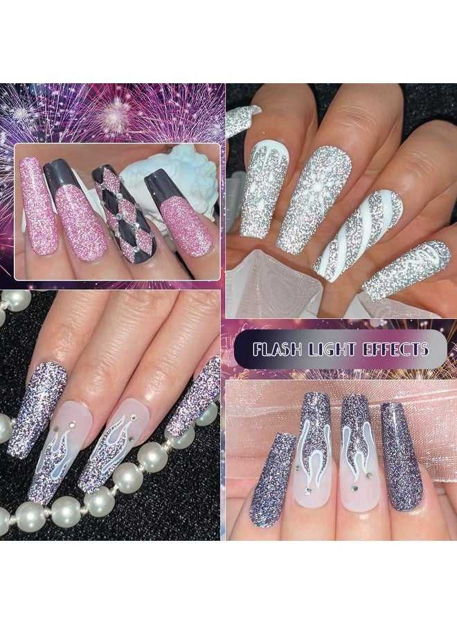 Reflective Glitter Gel Polish Set Sparkly Shiny Holographic Gel Nail Polish Disco Diamond Nail Polish Gel For Party Manicure Soack Off Uv Gel 6 Colors 10Ml(0.33Fl Oz)