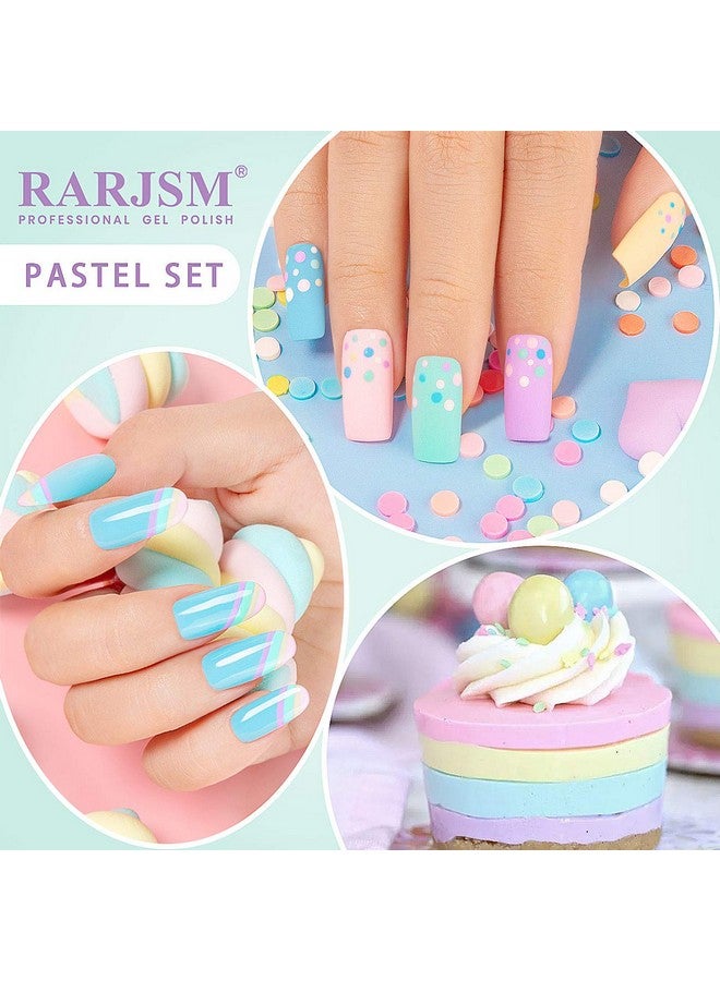 Cotton Candy Gel Nail Polish Kit Pastel Gel Polish Macaron Colors Collection Pink Purple Yellow Green Blue Nail Polish Set 6Pcs 7.5Ml Spring Summer Color Gel Nail Polishcuring Required