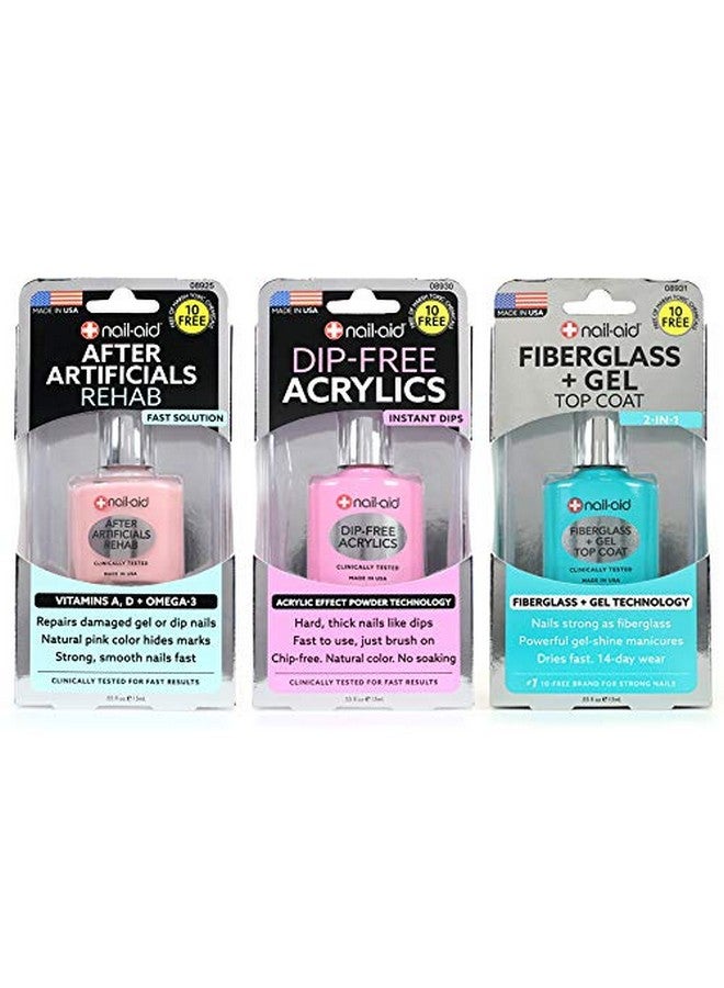 3Pk Of After Artificials + Dipfree Acrylics + Fiberglass + Gel Top Coat French Sheer N/A 1.65 Fl Ounce