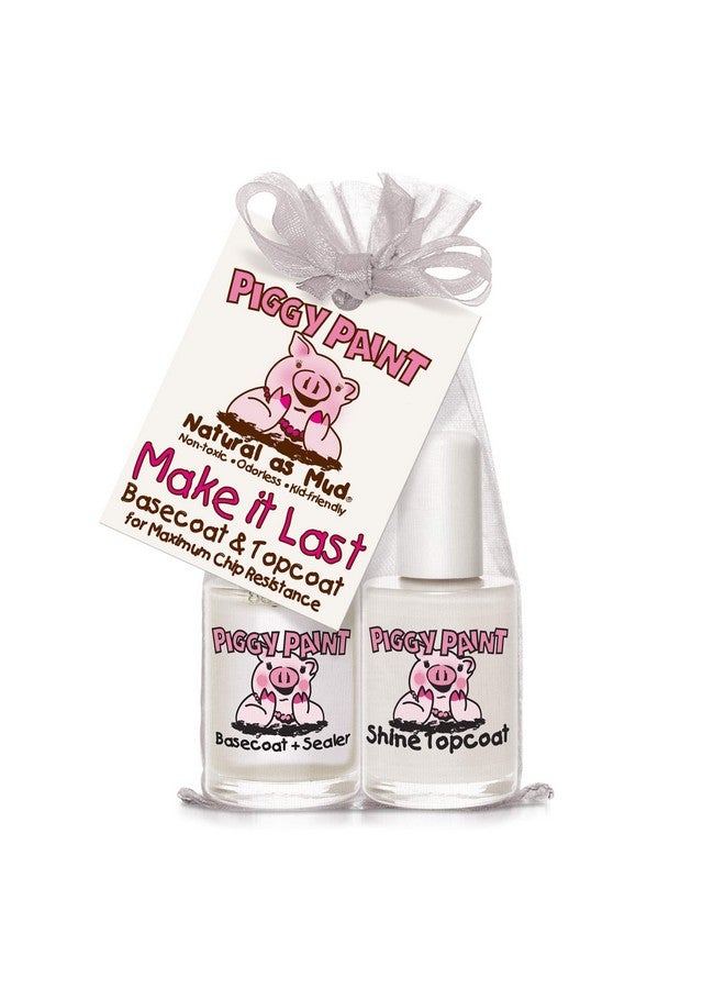 Girls Nail Polish Crueltyfree Vegan & Low Odor For Kids Make It Last (Basecoat + Shine Topcoat Set)