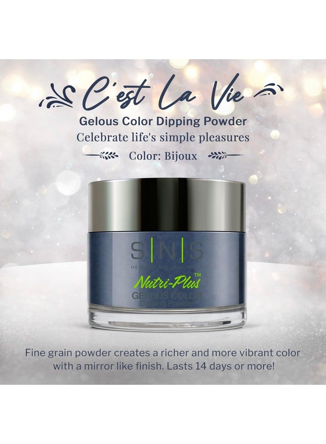 Sns Nail Dip Powder Gelous Color Dipping Powder Bijoux (Blue Shimmer) Longlasting Dip Nail Color Lasts 14 Days Lowodor & No Uv Lamp Required 1 Oz