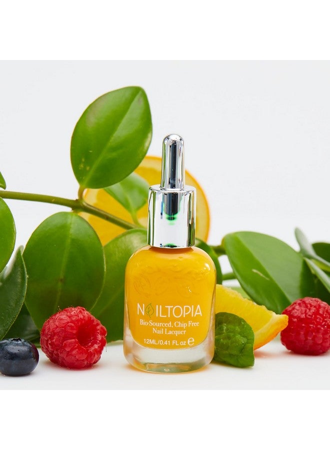 Plantbased Chip Free Nail Lacquer Non Toxic Biosourced Longlasting Strengthening Polish Glow Up (Vibrant Mustard Yellow) 0.41Oz