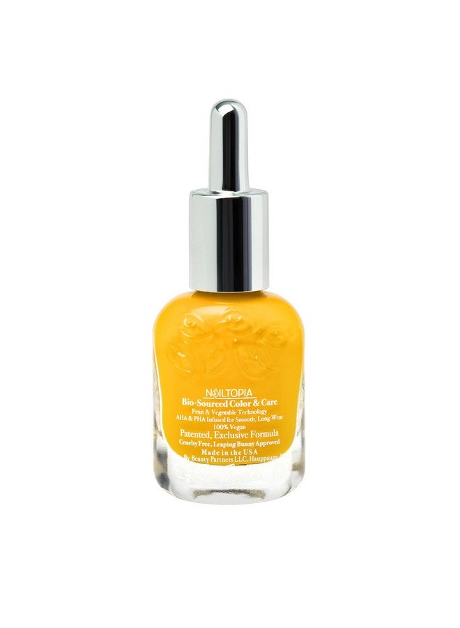 Plantbased Chip Free Nail Lacquer Non Toxic Biosourced Longlasting Strengthening Polish Glow Up (Vibrant Mustard Yellow) 0.41Oz