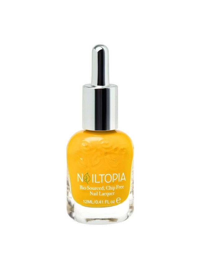 Plantbased Chip Free Nail Lacquer Non Toxic Biosourced Longlasting Strengthening Polish Glow Up (Vibrant Mustard Yellow) 0.41Oz