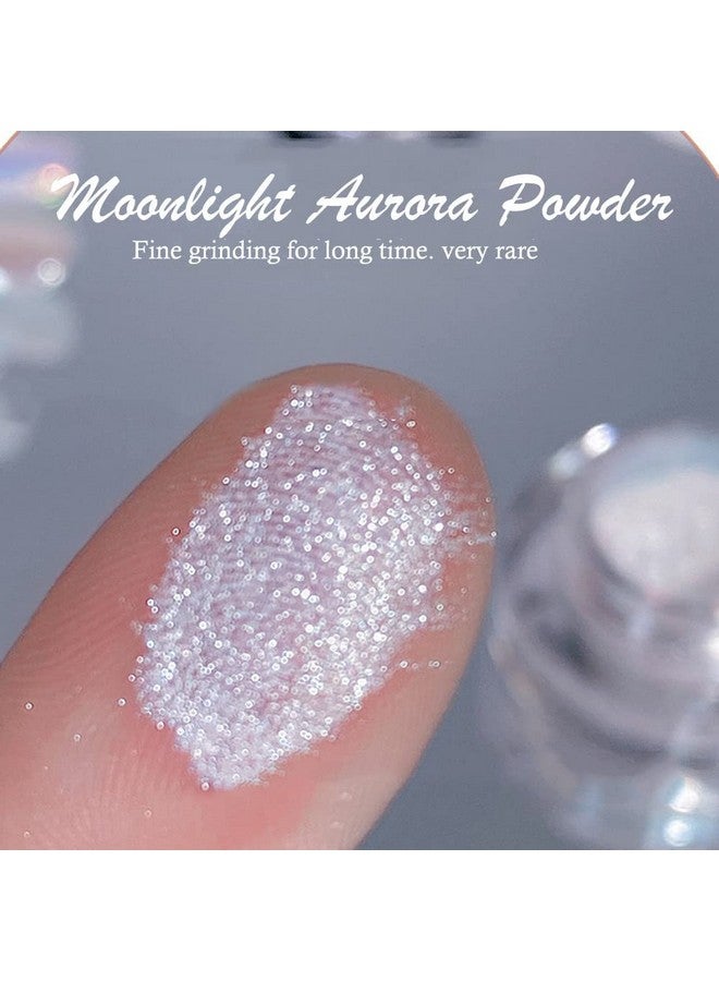 Prettydiva Aurora Chrome Nail Powder 2 Colors Pearl Chrome Nail Powder With Multi Color Shifting Metallic Powders Mirror Effect Magic Moonlight Effect White Iridescent Pigment Powder For Nails