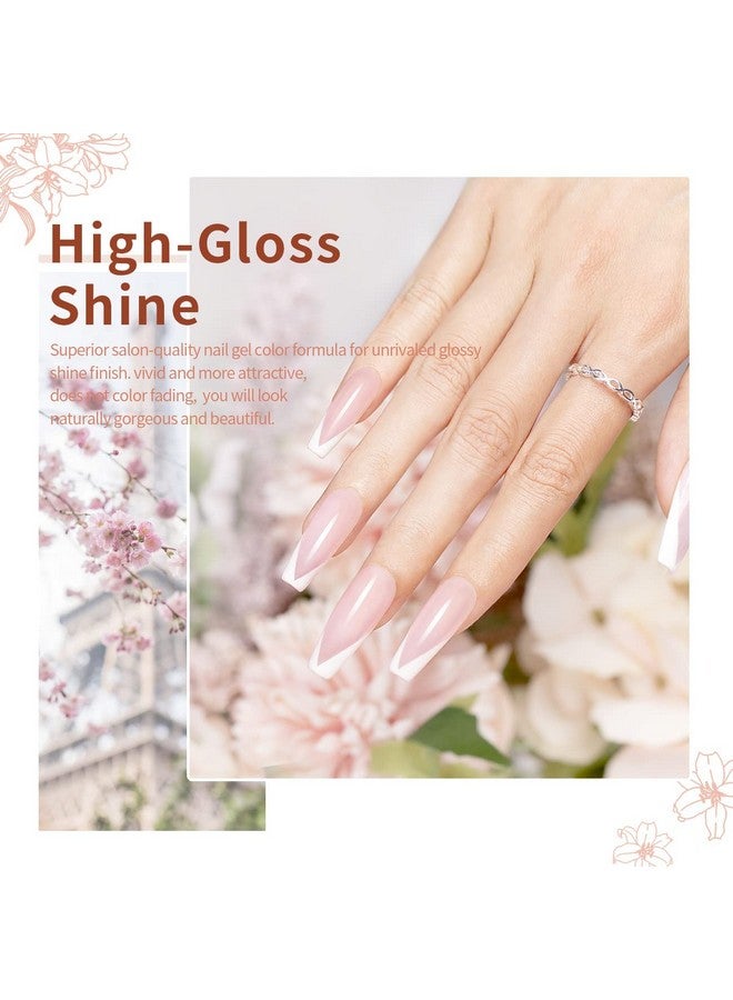 Nude Gel Polish For French Manicuresheer Jelly Pink Gel Nail Polish Set Of 6 Transparent Colors Clear Light Brown Pure White Neutral Nail Varnish Led Uv Curing Requires 7.5Ml For Home Salon