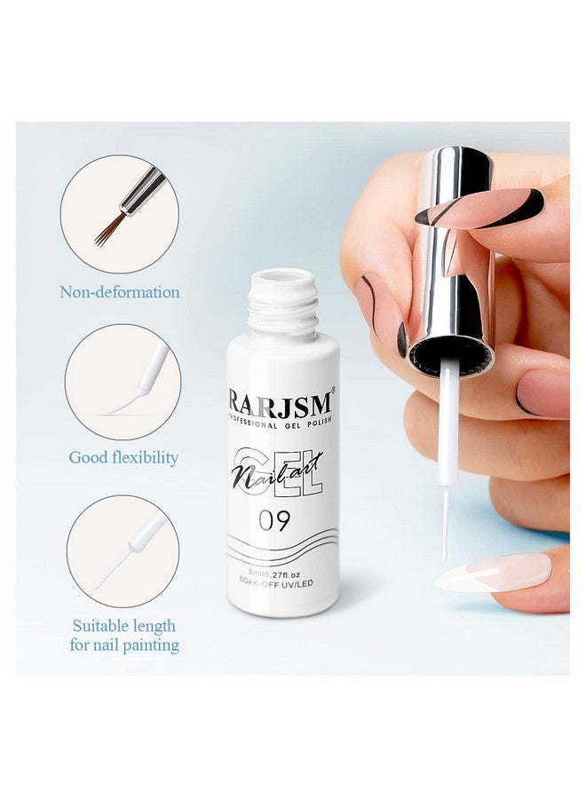 Gel Liner Nail Art Polish White Painted Gel Nail Design Polish 1 Bottle Soak Off Curing Requires 8Ml Build In Thin Nail Brush For Classical Home Salon Diy Nail Design French Manicure Painting