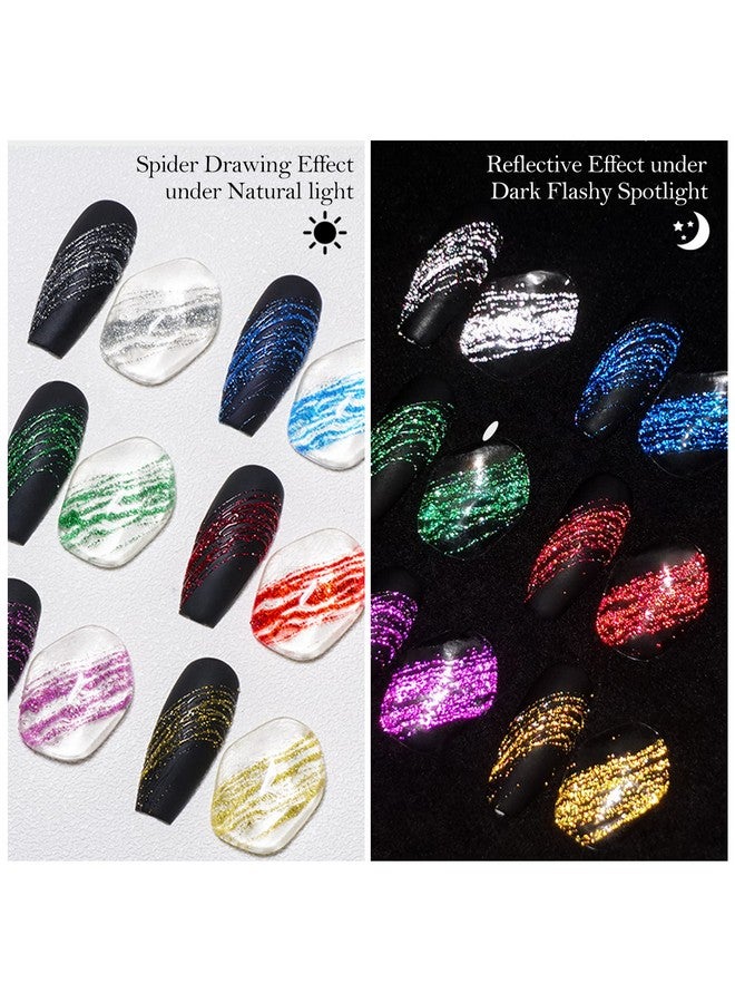 Reflective Spider Gel 6 Colors Diamond Glitter Painting Elastic Spider Gel Soak Off Uv Led Gel Nail Polish Drawing Nail Gel For Line Diy Nail Art Paint Design