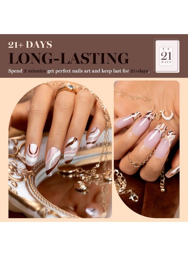 Nail Art Gel Liner Nude Color 6Pcs Set Nude Pink Brown Skin Tone Painting Striping Gel Nail Polish Uv Led Curing Requires Soak Off 8Ml Build In Thin Sharp Brush Home Diy Salon Swirl Nail Design