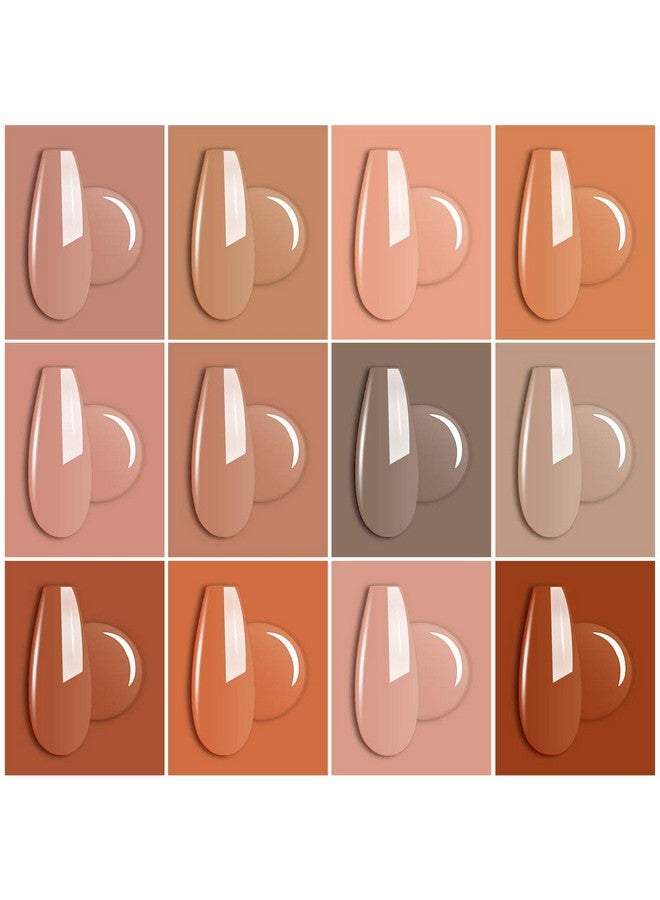 Soak Off U V Led Nude Brown Gel Nail Polish Color Nudes Neutral Color Gel Kit For Halloween Nail Art Gifts For Women Mother Gift Set Of 12Pcs X 8Ml Kit Set 1