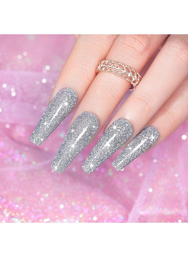 Gel Polish Reflective Glittergel Polish Glitter Silverflash Diamond Nail Gel Polish Soak Off Disco Shimmer Gel Nail Polish Uv Led Curing Requires 15Ml For Home Salon Diy Nail Manicure