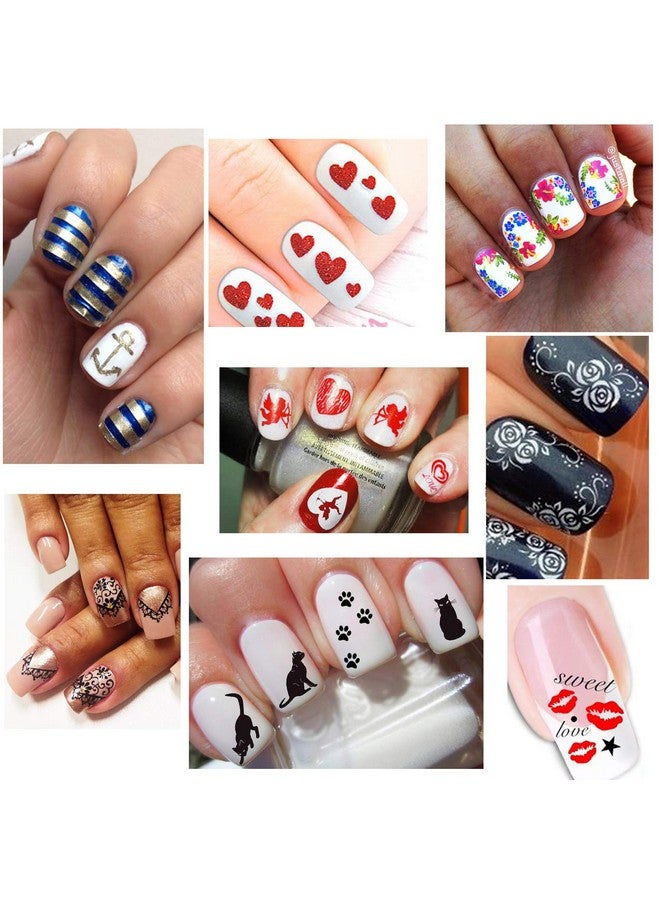 Nail Decals Stickers 1600+ Pcs Selfadhesive Tips Diy Nail Art Design Stencil (12 Large Sheets)