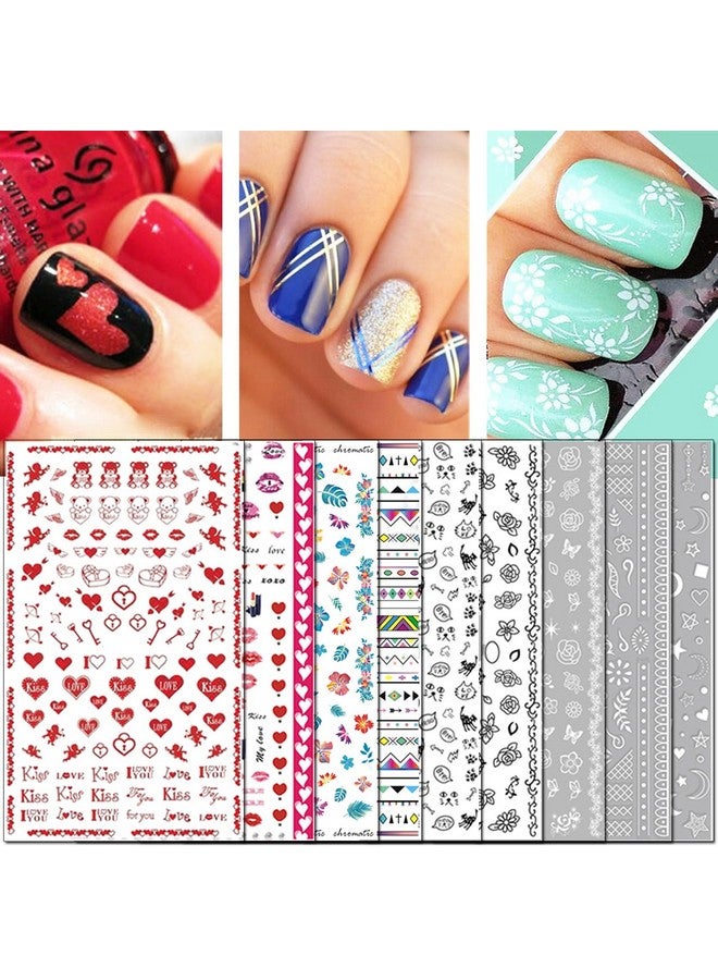 Nail Decals Stickers 1600+ Pcs Selfadhesive Tips Diy Nail Art Design Stencil (12 Large Sheets)