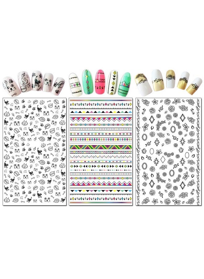 Nail Decals Stickers 1600+ Pcs Selfadhesive Tips Diy Nail Art Design Stencil (12 Large Sheets)