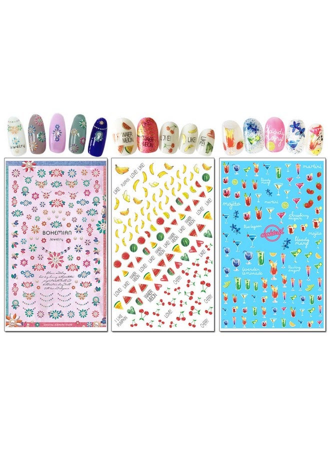 Nail Decals Stickers 1600+ Pcs Selfadhesive Tips Diy Nail Art Design Stencil (12 Large Sheets)