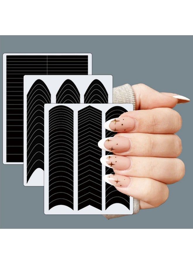1860 Pcs French Tip Nail Guides Selfadhesive French Vshaped Moon Shaped Manicure Strip Stickers For Edge Auxiliary Black Diy Decoration Stencil Tools(5 Designs 36 Sheets)